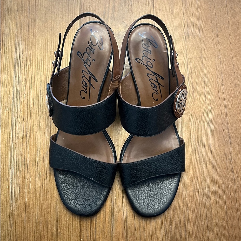 Brighton Town Black heeled sandals, 8.5 - Picture 2 of 6